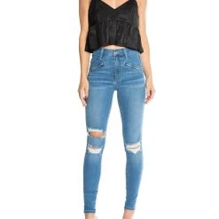 Juicy Couture women High Rise Skinny Pocket Slant Jean in Blue