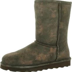 Bearpaw Elle Short Womens Suede Water Resistant Shearling Boots