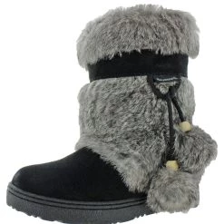 Bearpaw Tama II Womens Suede Pom Poms Winter Boots