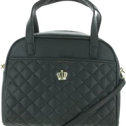 Juicy Couture Crown Royal Womens Quilted Faux Leather Satchel Handbag